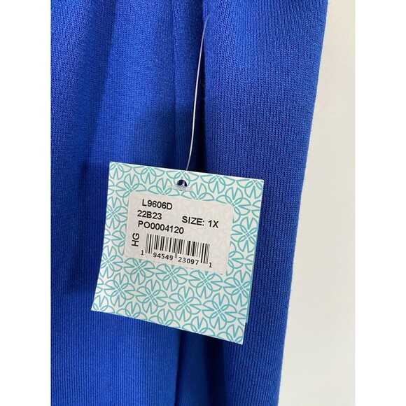 Ming Wang Pants 1X Royal Blue Womens Cut Out Detail Ankle Stretch Career New - Picture 5 of 12